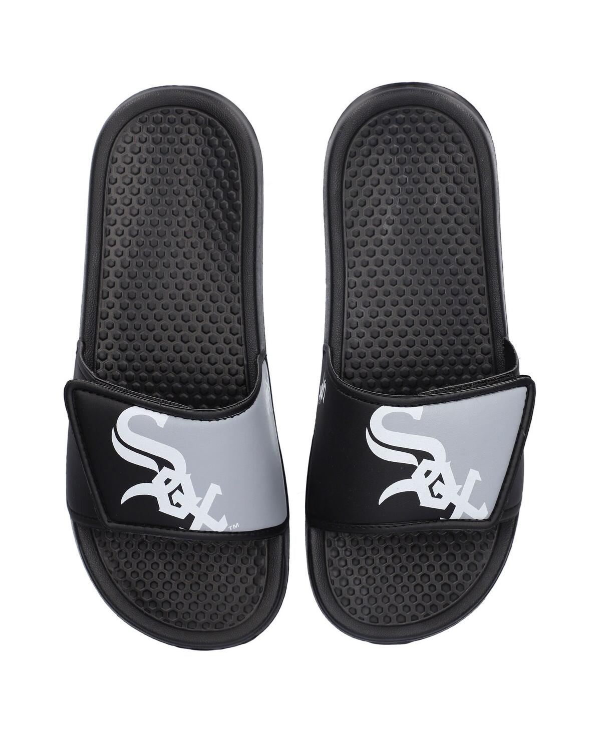 Foco Kids' Youth Boys And Girls  Chicago White Sox Colorblock Logo Legacy Slide Sandals In Black