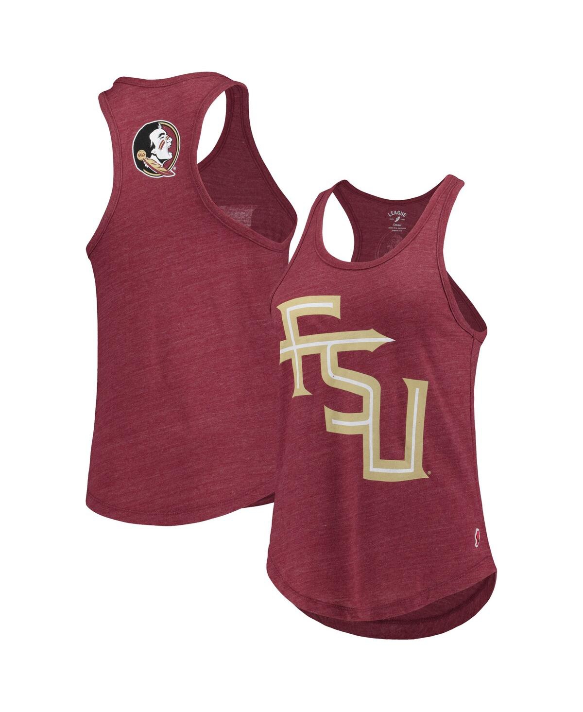 Women's League Collegiate Wear Heather Garnet Florida State Seminoles Two-Hit Intramural Tri-Blend Scoop Neck Racerback Tank Top - Heather Garnet