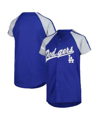 Stitches Men's Royal Los Angeles Dodgers Button-Down Raglan