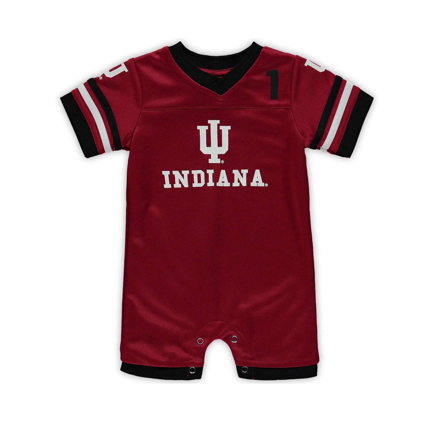 Newborn and Infant Boys and Girls Crimson Indiana Hoosiers Bumpo Football Logo Romper
