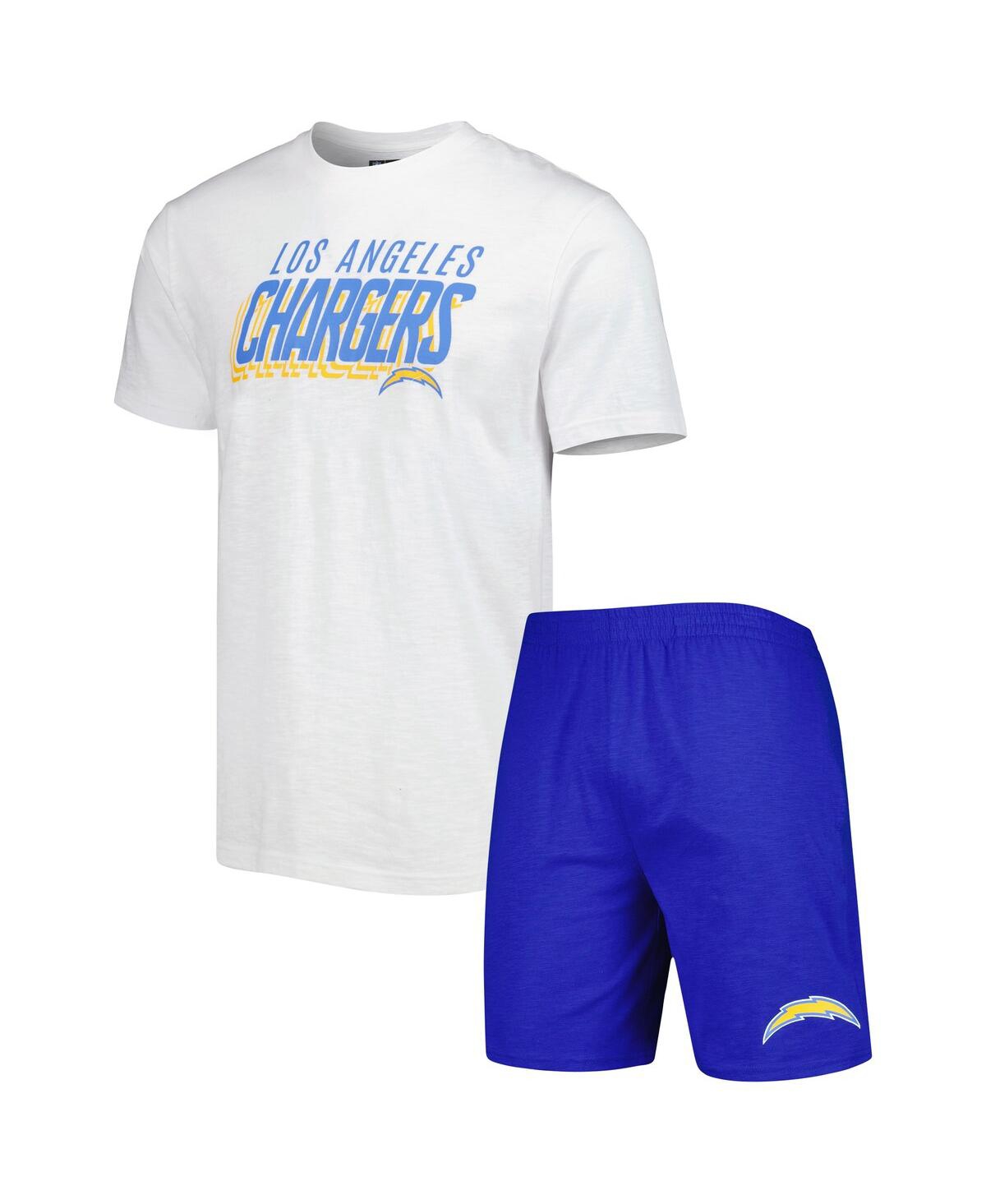 Shop Concepts Sport Men's  Royal, White Los Angeles Chargers Downfield T-shirt And Shorts Sleep Set In Royal,white