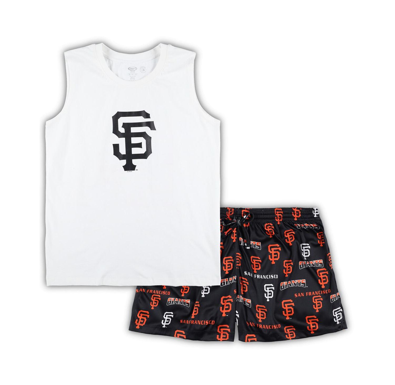 Women's White, Black San Francisco Giants Plus Size Tank Top and Shorts Sleep Set