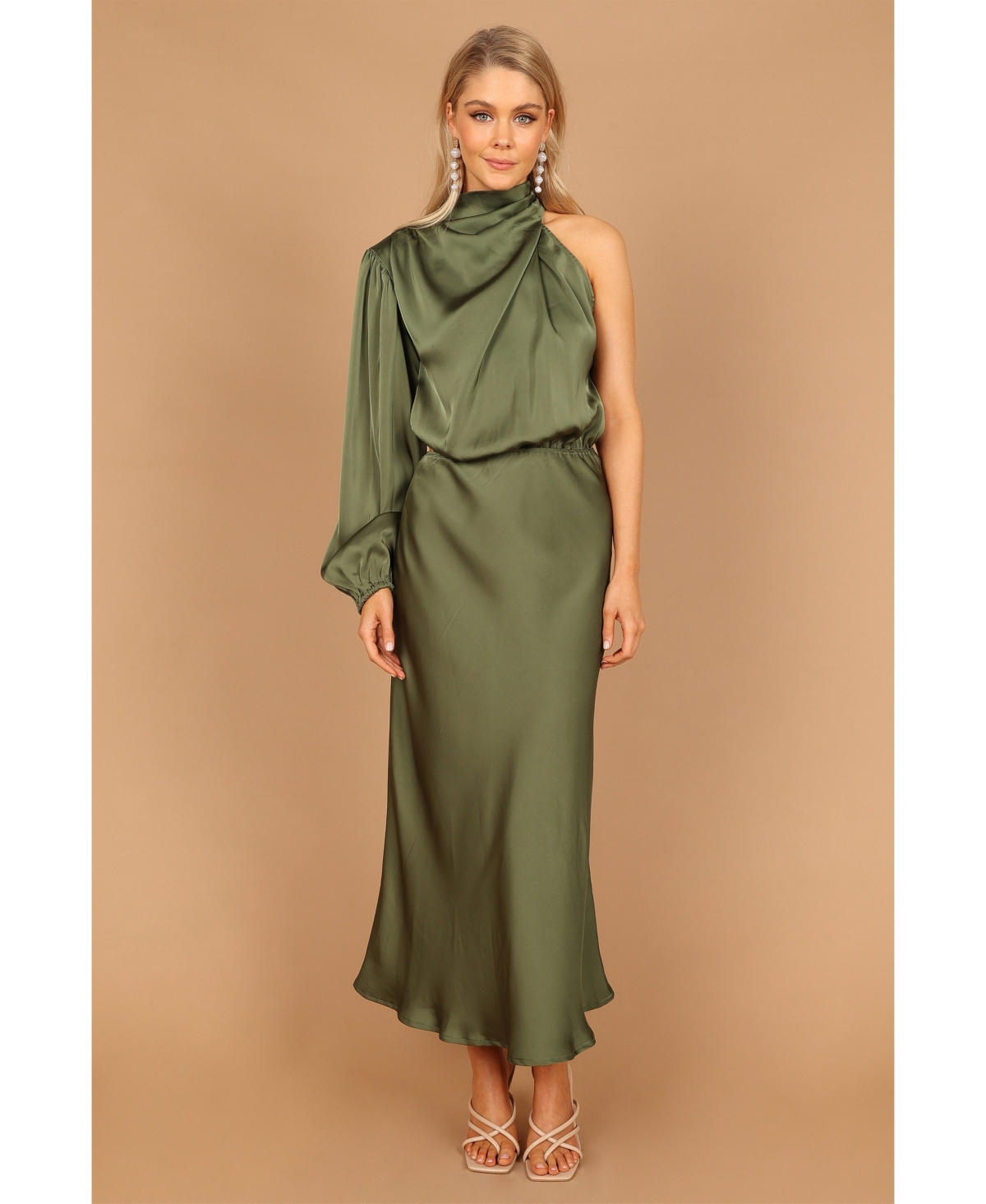 Shop Petal And Pup Women's Amelie One Shoulder Maxi Dress In Olive
