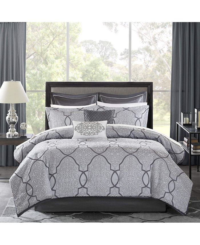 Gracie Mills Tommie 12Piece Damask Comforter Set with Cotton Bed Sheets Macy's