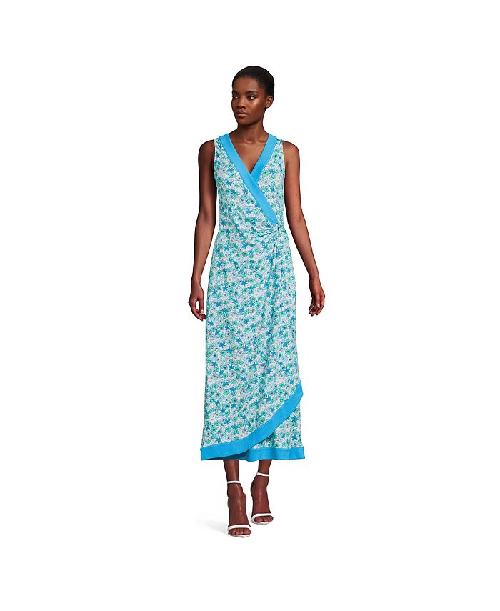 Lands' End Petite Light Weight Cotton Modal Sleeveless Surplice Maxi Dress Macy's