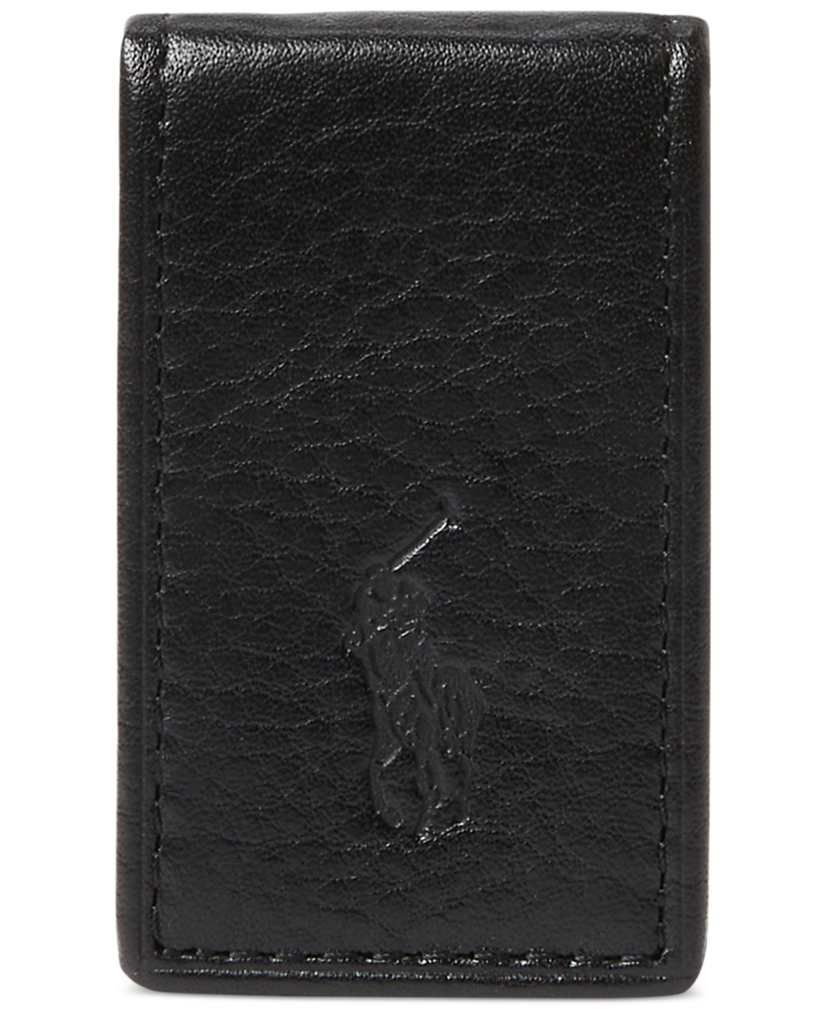 Polo Ralph Lauren Men's Pebbled Leather Money Clip In Black