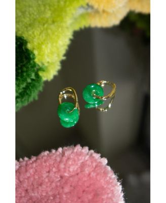 Willow — Green jade stone hoop earrings