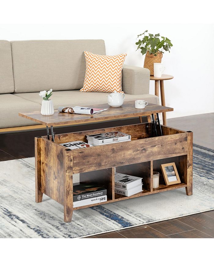 Costway Lift Top Coffee Table w/ Storage Compartment Shelf Living Room