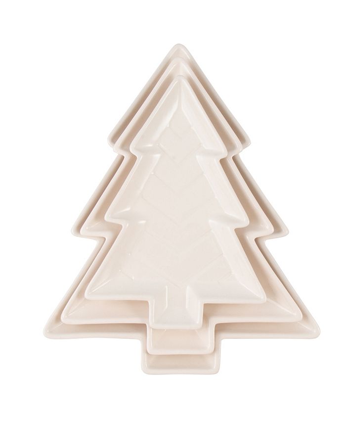Thirstystone Nested Christmas Tree Stoneware Serve Plates, Set of 3