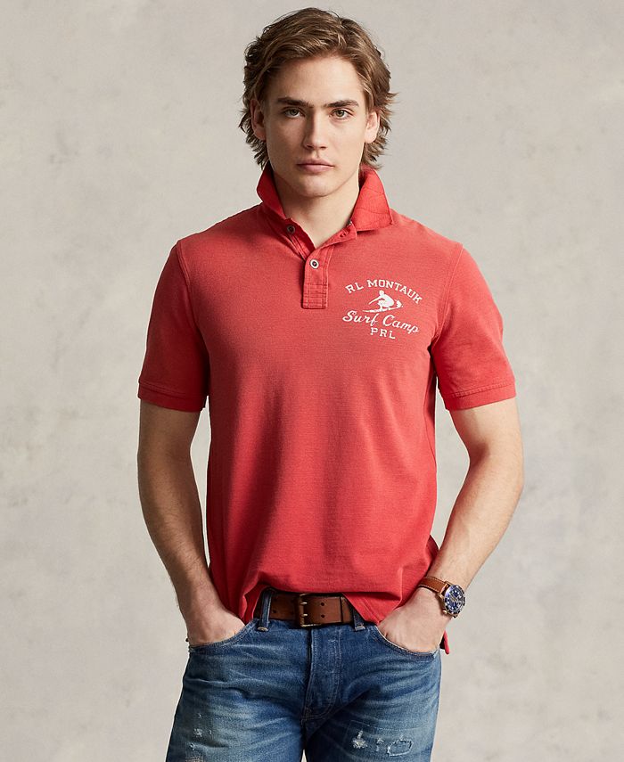 Polo Ralph Lauren Men's Classic Fit Mesh Graphic Polo Shirt - Red - Size Medium - Evening Post Red
