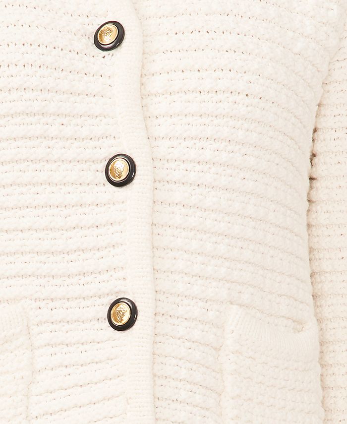 CeCe Women's Textured Knit Patch Pocket Cardigan - Macy's
