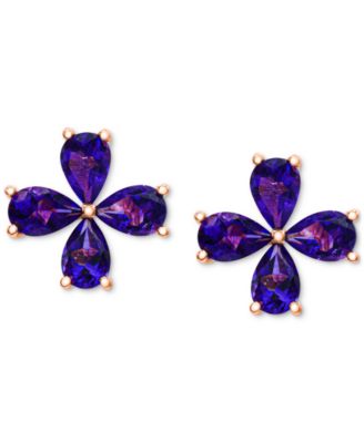 Amethyst Flower Stud Earrings (2-5/8 ct. t.w.) in 14k Rose Gold-Plated Sterling Silver