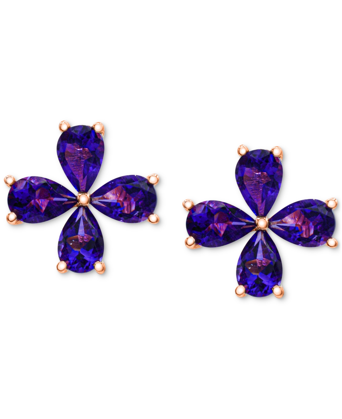 Flower Stud Earrings (2-5/8 ct. t.w.) in 14k Rose Gold-Plated Sterling Silver - Amethyst