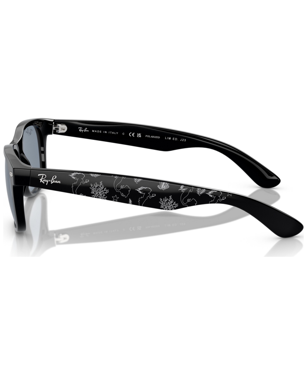 Ray Ban Unisex Polarized Disney Sunglasses, New Wayfarer The Little Mermaid Rb2132 In Black