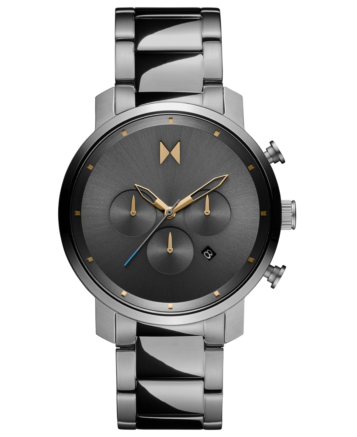 Men's Chronograph Black Stainless Steel Bracelet Watch 45mm - Black