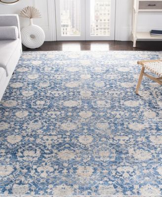 Brentwood BNT896 Navy and Creme 5'3" x 7'6" Area Rug