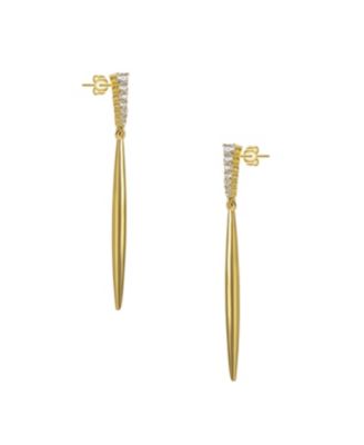 Sterling Silver Cubic Zirconia Icicle Spike Dangle Earrings