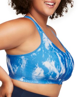 Plus Size Full Figure Zip Up Front Closure Sports Wirefree Bra 9266