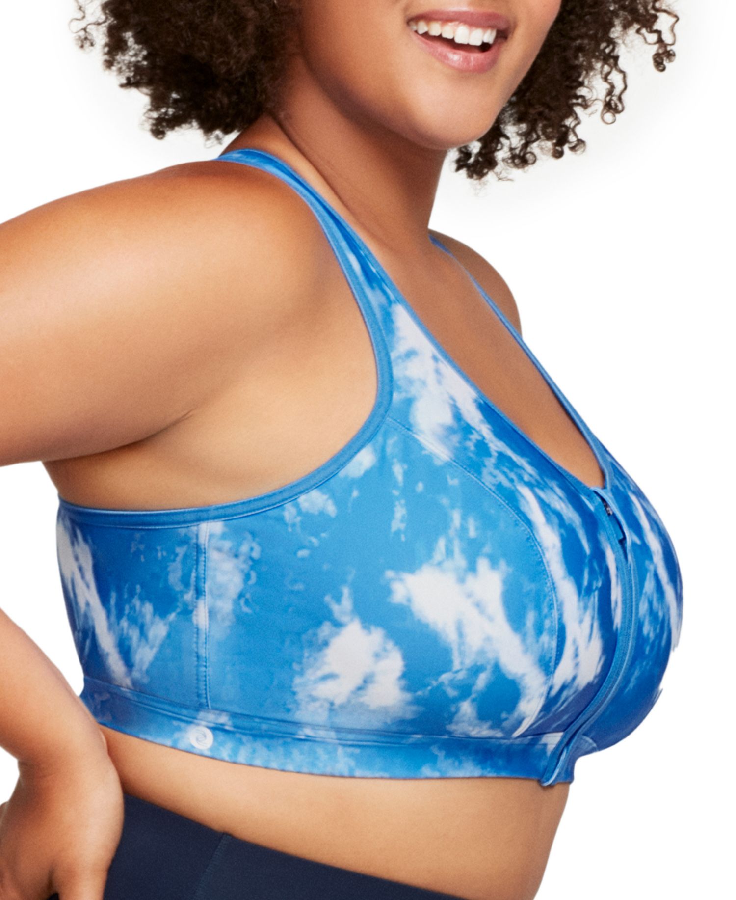 Plus Size Full Figure Zip Up Front Closure Sports Wirefree Bra 9266