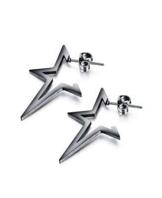 Stainless Steel Open Star Stud Earrings