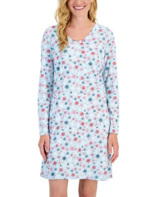 Women's Cotton Long-Sleeved Printed Sleepshirt