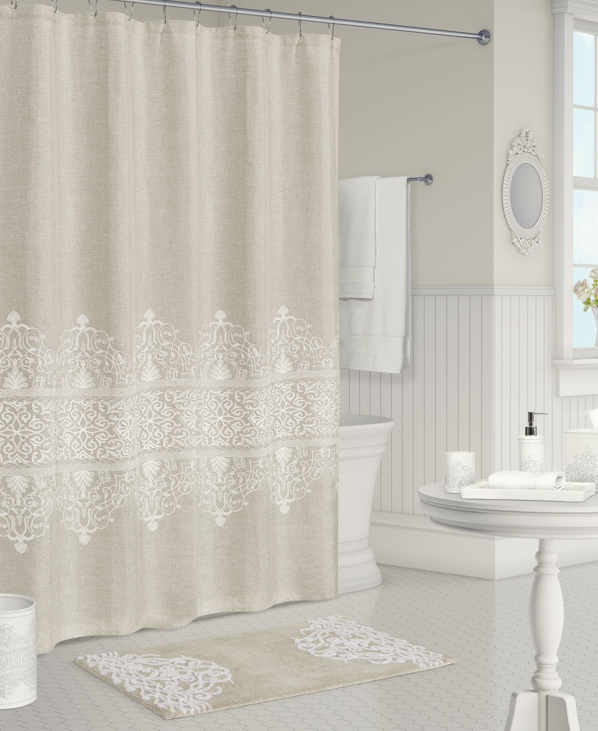 J Queen New York Lauralynn Shower Curtain Bedding In Linen
