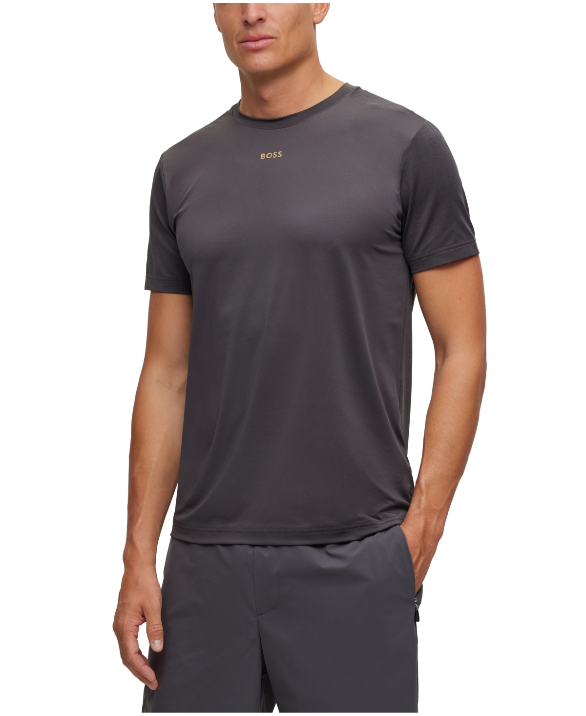 Shop Hugo Boss Boss By  Men's Reflective Pattern Slim-fit T-shirt In Dark Gray