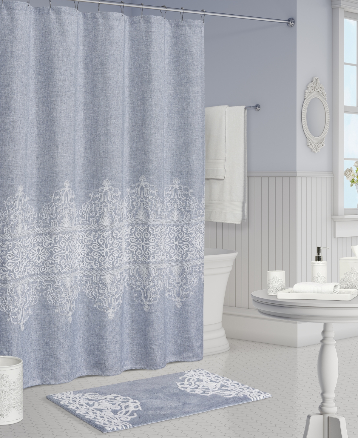 J Queen New York Lauralynn Shower Curtain Bedding In Powder Blue