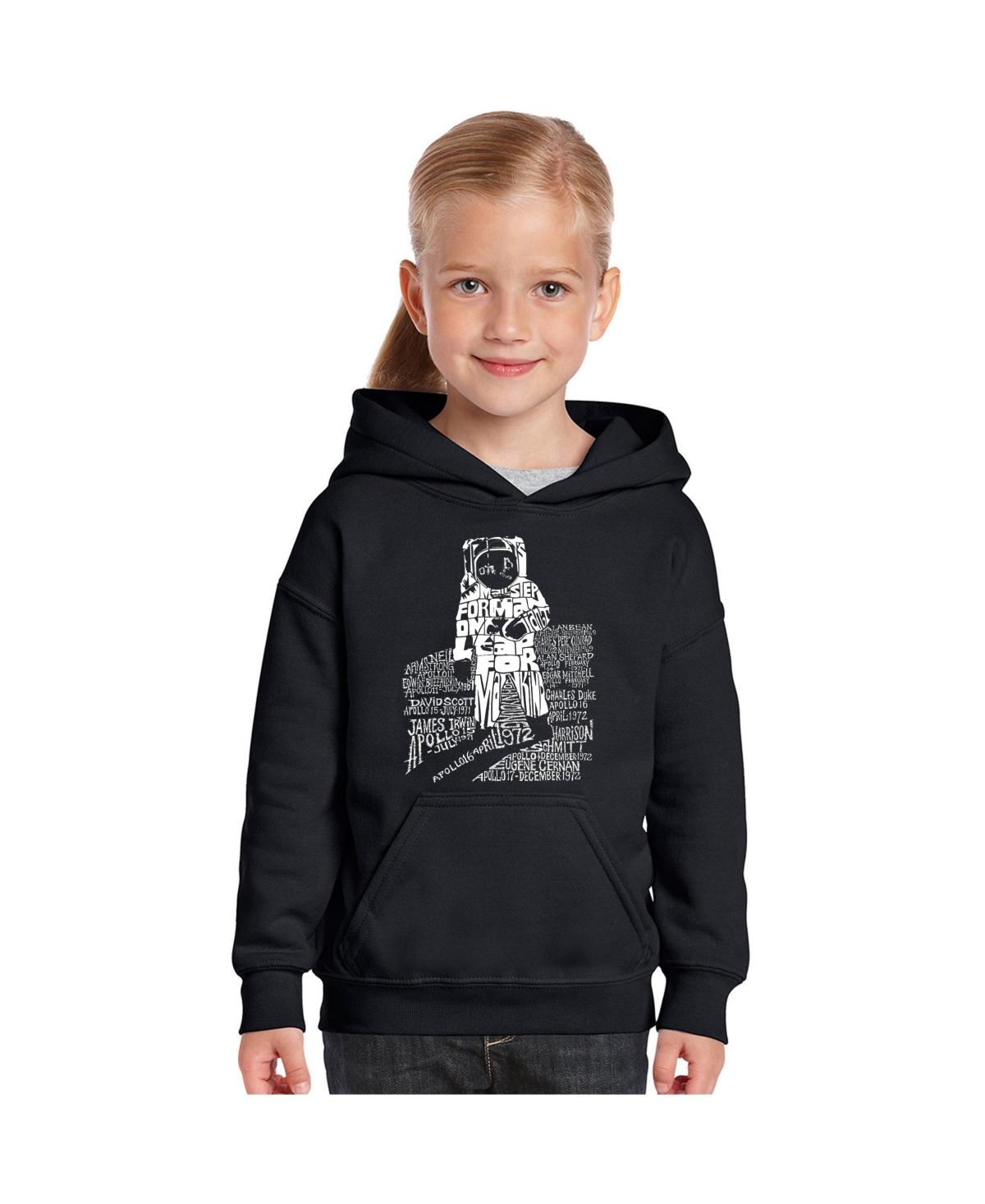 La Pop Art Big Girl's Word Art Hooded Sweatshirt In Black