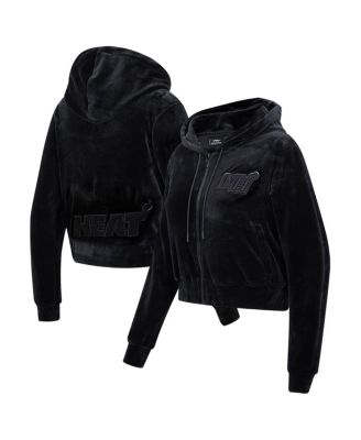 Women's Miami Heat Triple Black Velour Full-Zip Hoodie