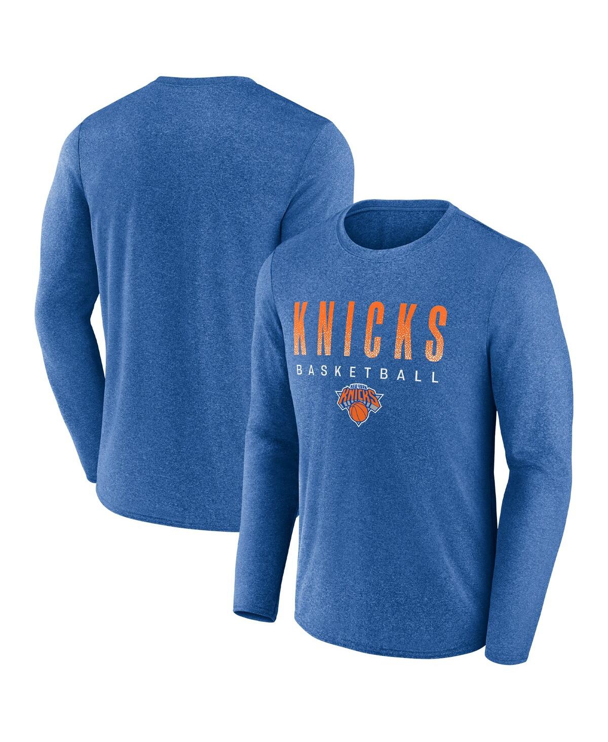 Men's Fanatics HeatheredNew York Knicks Where Legends Play Iconic Practice Long Sleeve T-shirt - Blue