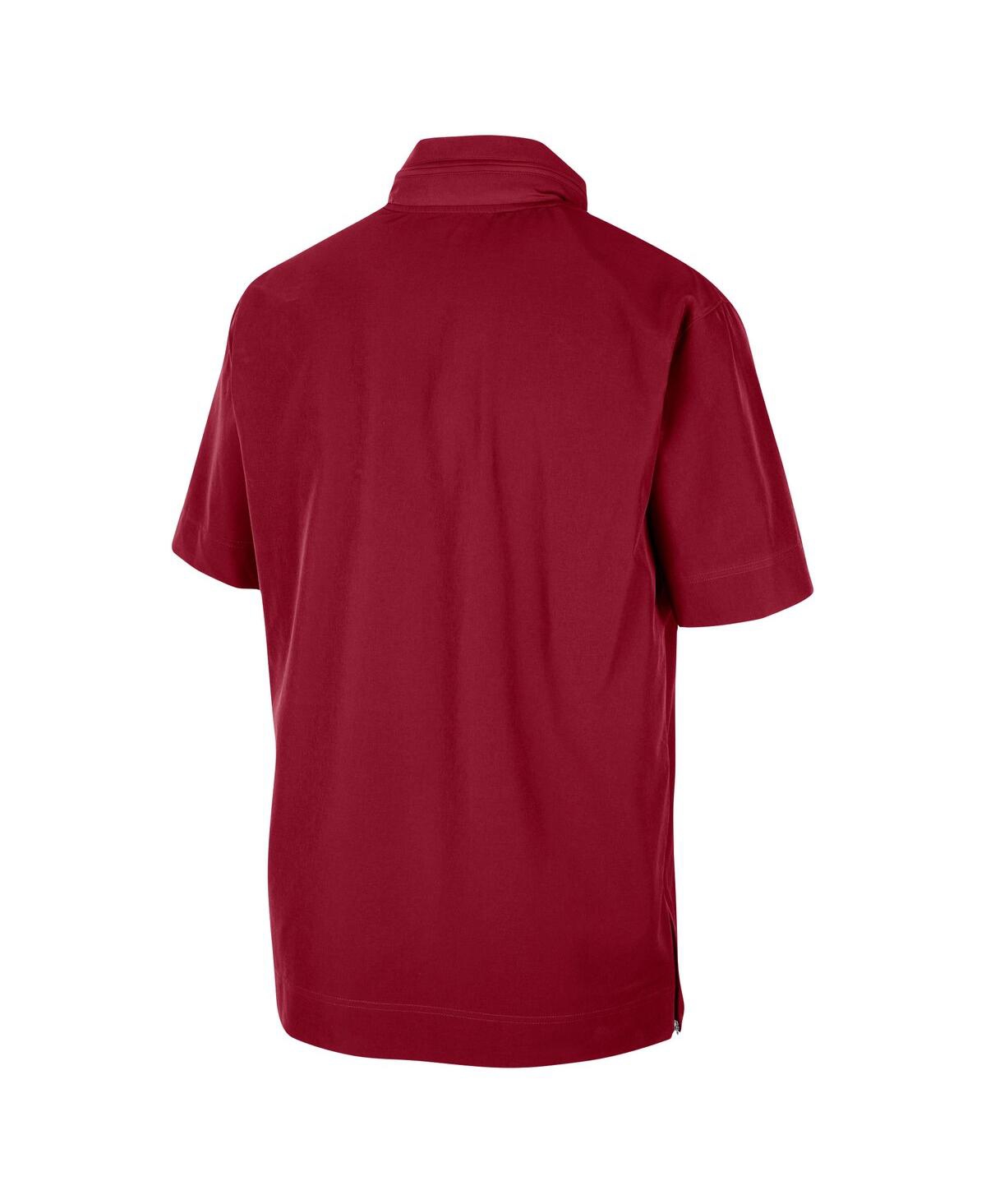 Shop Nike Men's  Crimson Alabama Crimson Tide Coaches Half-zip Short Sleeve Jacket