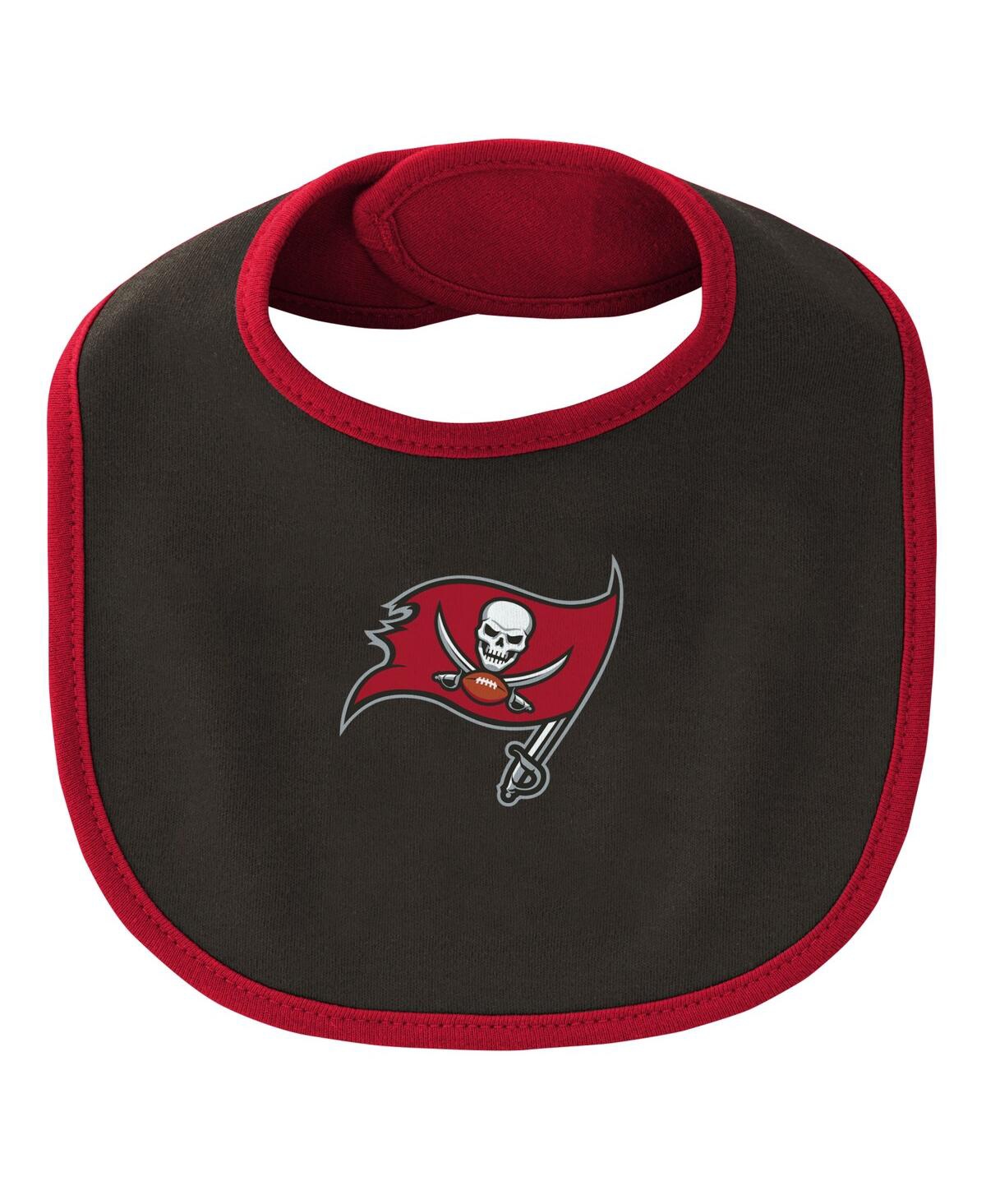 Newborn and Infant Boys and Girls Black Tampa Bay Buccaneers Little Champ Three-Piece Bodysuit Bib and Booties Set - Red
