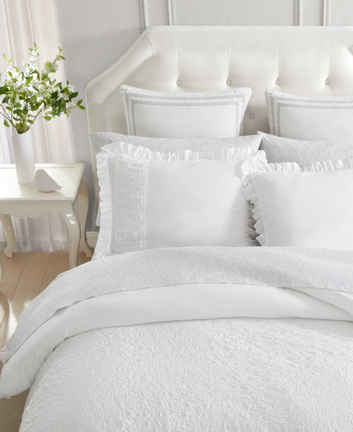 Laura Ashley Eyelet Ruffle Microfiber 2 Piece Comforter Set