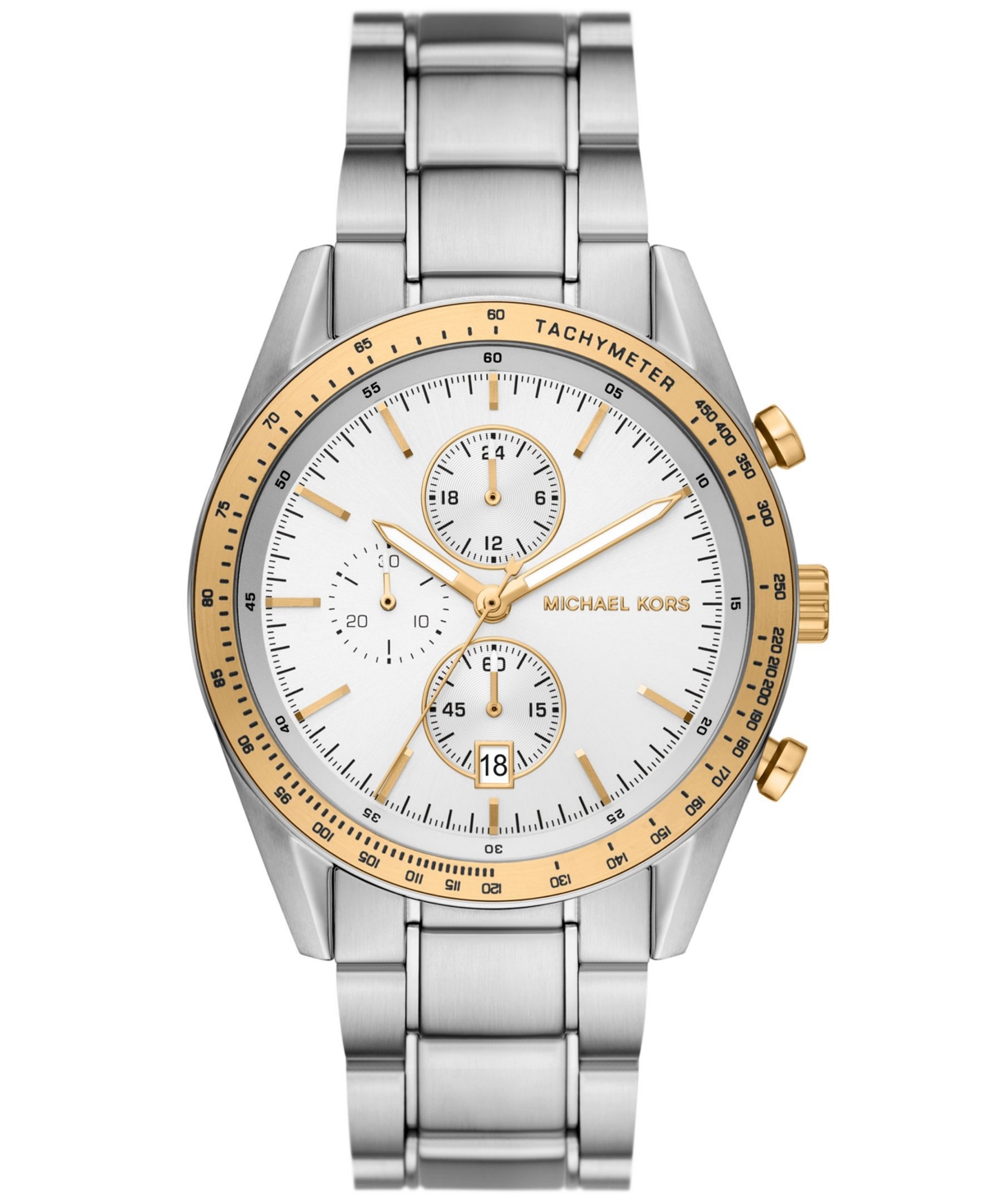 Michael Kors Men's Warren Quartz Chronograph Silver-tone Stainless Steel Watch 42mm