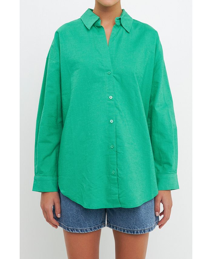 English Factory Women's Over d Linen Shirts - Macy's