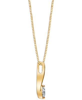 Diamond Solitaire Two-Tone 18" Pendant Necklace (1/4 ct. t.w.) in 14k Two-Tone Gold