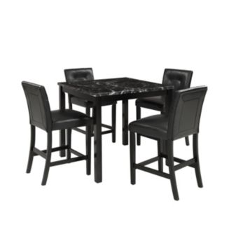 Simplie Fun 5-Piece Kitchen Table Set Faux Marble Top Counter Height ...