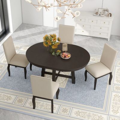 5-Pc Farmhouse Extendable Dining Table Set