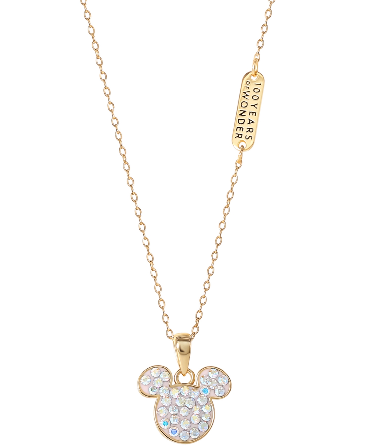 Disney Crystal Mickey Mouse Pendant Necklace In 18k Gold-plated Sterling Silver, 18" + 2" Extender In Gold Over Silver