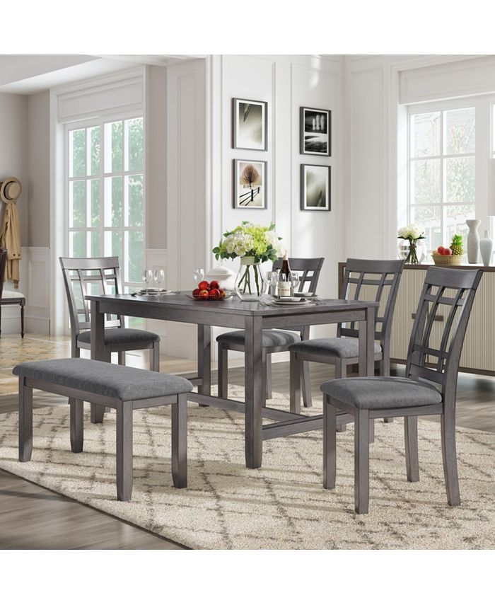 Simplie Fun 6 Piece Wooden Dining Table set Kitchen Table set