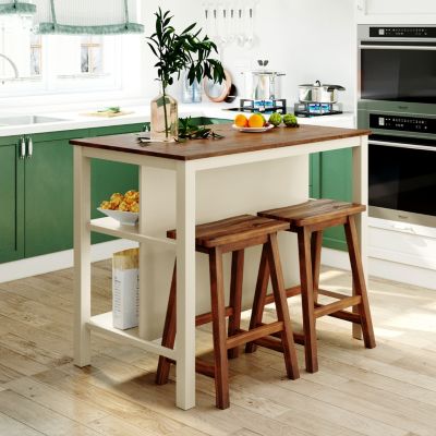 Rustic Kitchen Island Set with 2 Seats