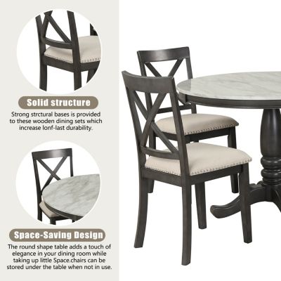 Solid Wood Dining Set for 4
