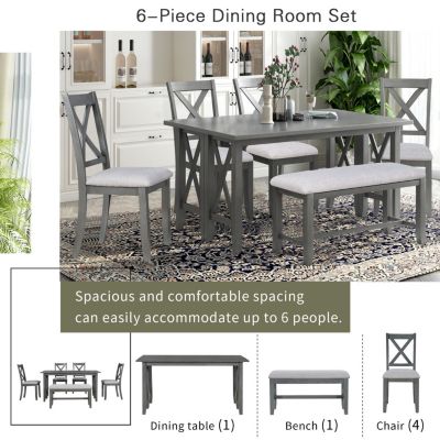 6-Piece Foldable Solid Wood Family Dining Set