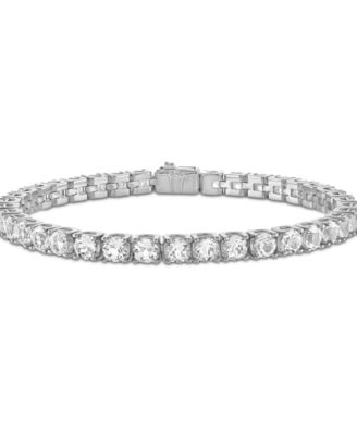 Bulova - Men's Icon White Topaz (1/10 ct. t.w.) Tennis Bracelet in Sterling Silver