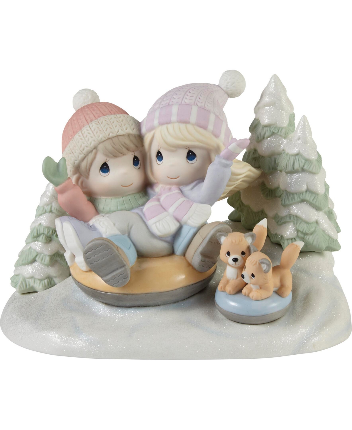 Precious Moments Away We Go In The Snow Limited Edition Bisque Porcelain Figurine In Multicolored