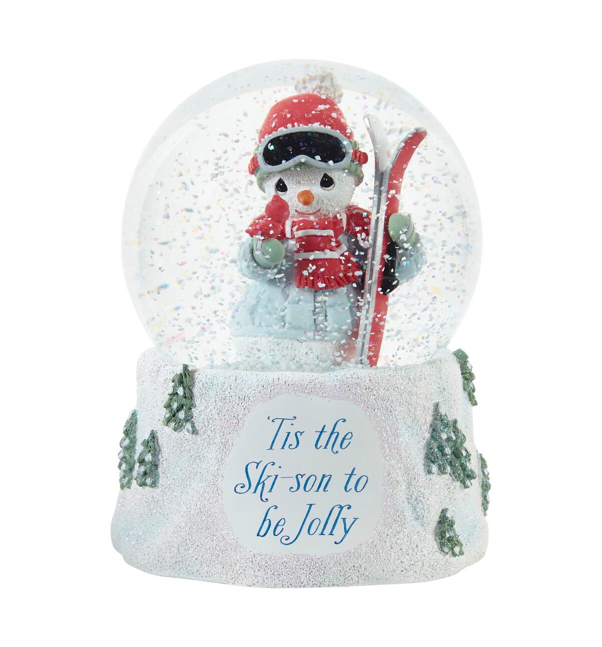 Precious Moments Tis The Ski-son To Be Jolly Annual Snowman Resin, Glass Musical Snow Globe In Multicolored