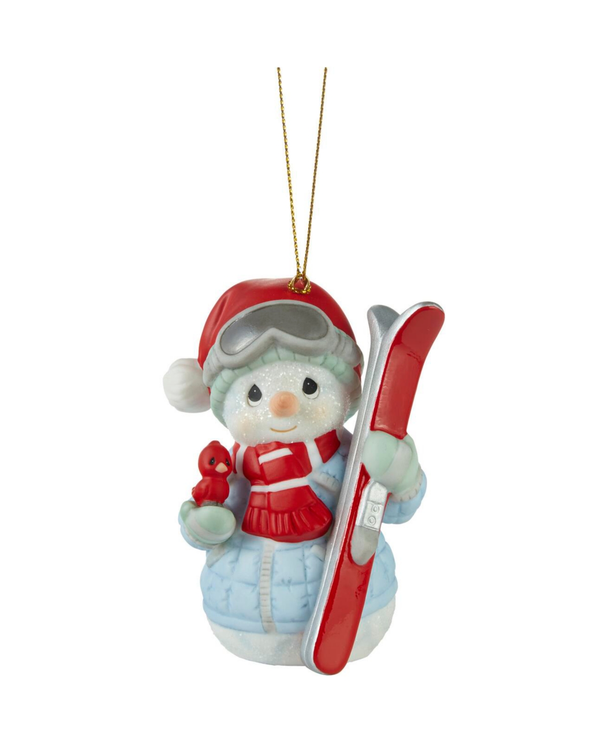 Precious Moments Tis The Ski-son To Be Jolly Annual Snowman Bisque Porcelain Ornament In Multicolored