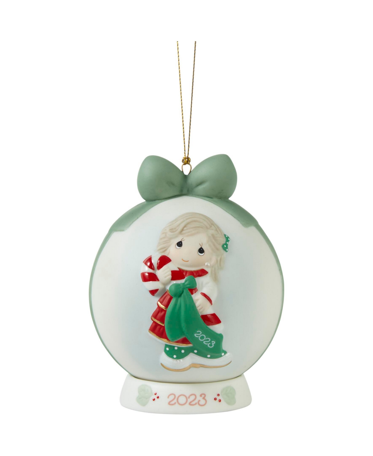Precious Moments Sweet Christmas Wishes 2023 Dated Ball Bisque Porcelain Ornament In Multicolored