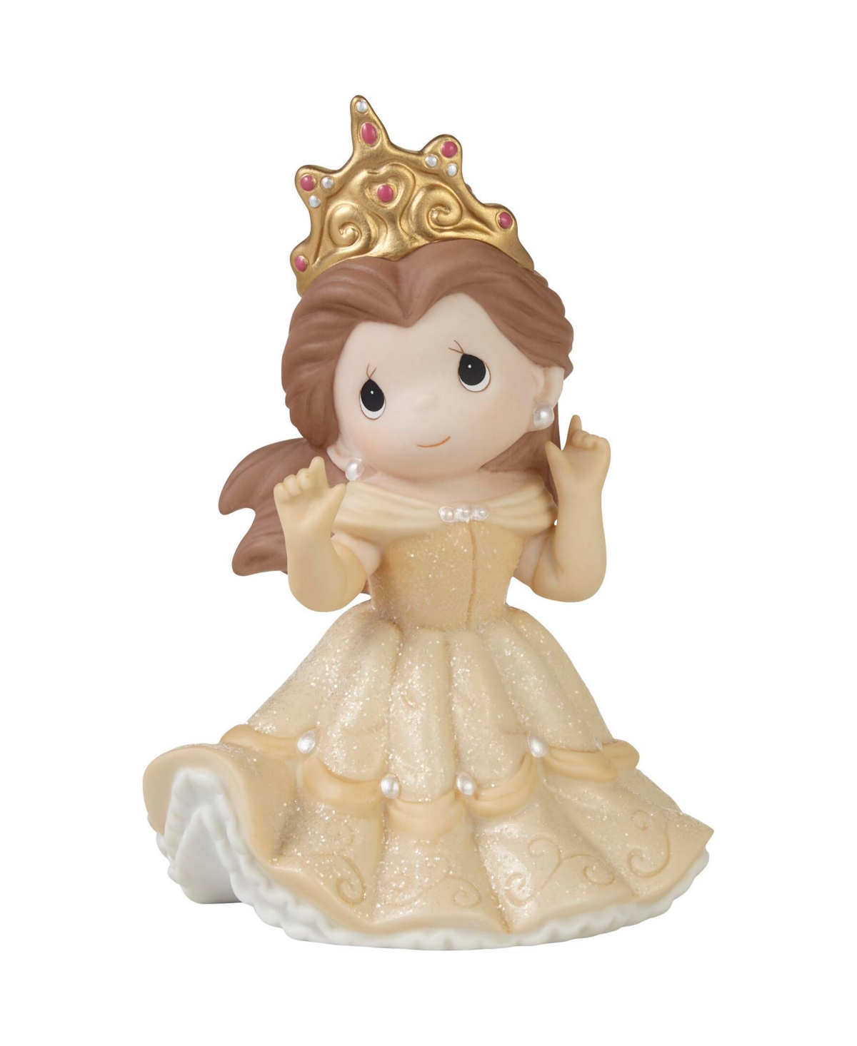 Precious Moments Happily Ever After Disney Belle Bisque Porcelain Figurine In Multicolored